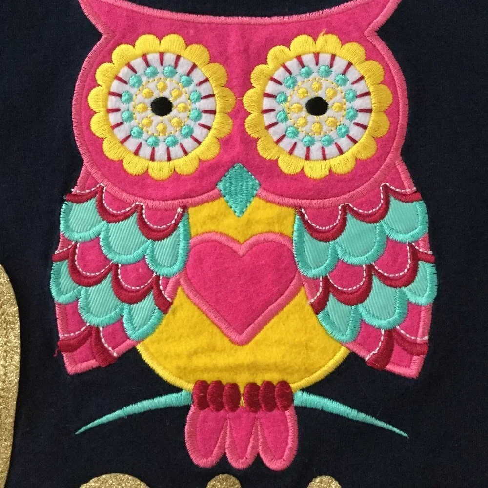 Emily Rose Navy & Pink Ruffle Trim Owl Love Top - Picture 4 of 10